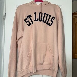 Jerzees St. Louis Crewneck Hoodie in Blush Pink with Black Script